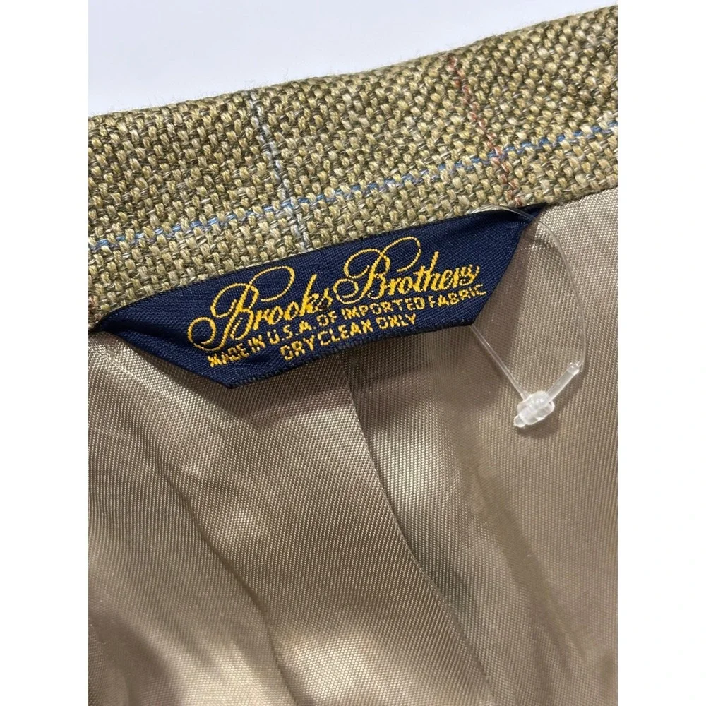 Brooks Brothers Mens 40R Window Pane Blazer Jacket Sport Coat Brown USA Academia